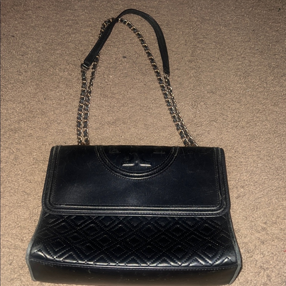 Tory Burch Black Quilted Chain Strap Handbag
